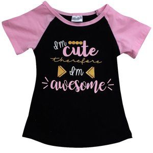 Little Girl Kids Toddler I'm Cute Awesome T-Shirt Top Blouse Shirt Summer 4-8